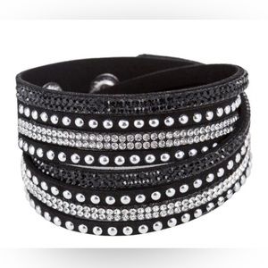 Bling Black and Silver Rhinestone Wrap Bracelet